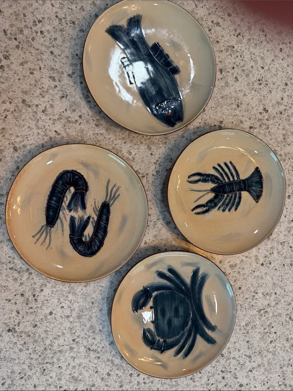 Pottery Barn Seafood Ceramic Plate Set - Home Art